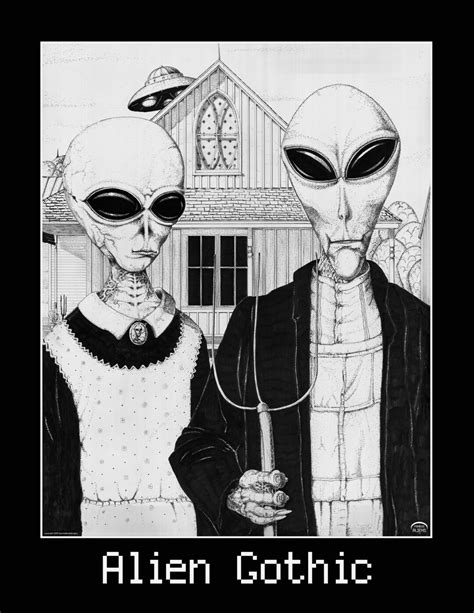Alien Gothic Grant Wood American Gothic Gothic Art Famous Etsy