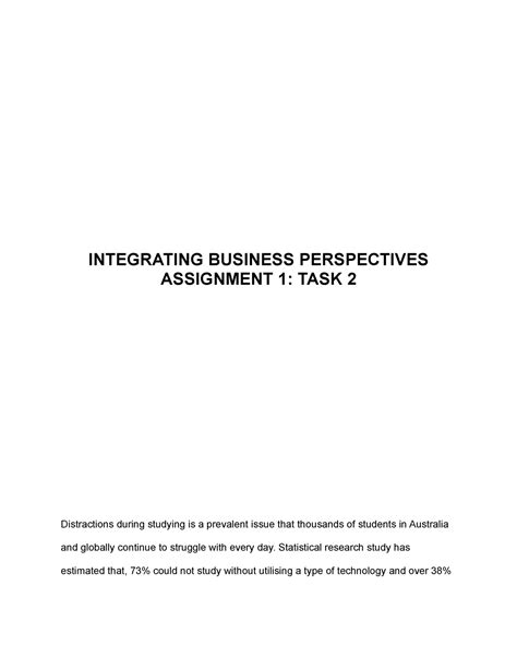 Ibp Task 2 Assessment 1 Task 2 Integrating Business Perspectives