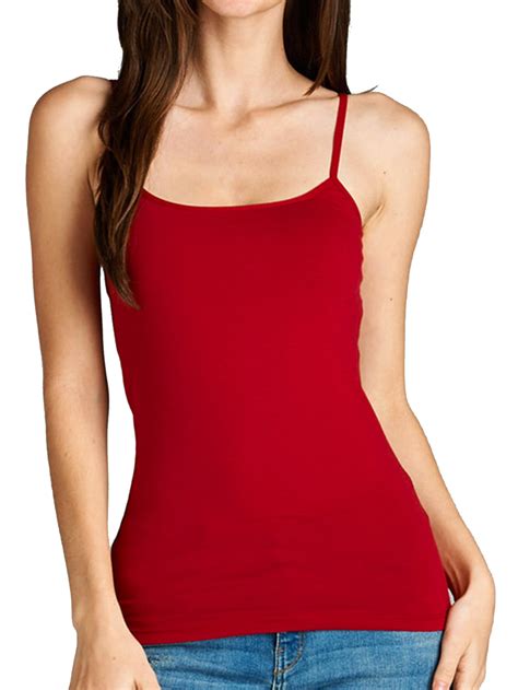 Snj Womens Cami Built In Shelf Bra Adjustable Spaghetti Strap Tank