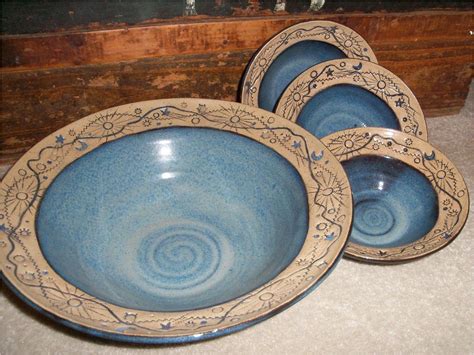 Beautiful Handmade Ceramic Pottery Bowl Set Large By Winterfinds Click
