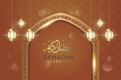 Fundo Islâmico De Luxo Com Ramadan Kreem Vetor Premium