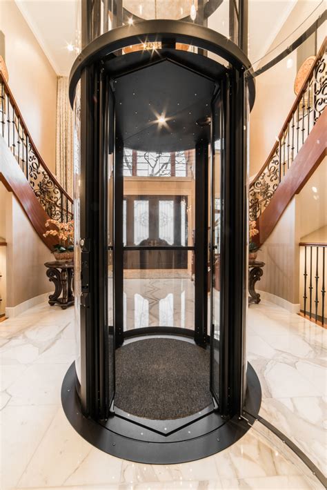 Vuelift Round Glass Panoramic Luxury Home Elevator In Modern Home In