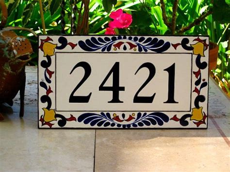 Blue Rust Yellow Tile House Number House Number Plaque Tile Address