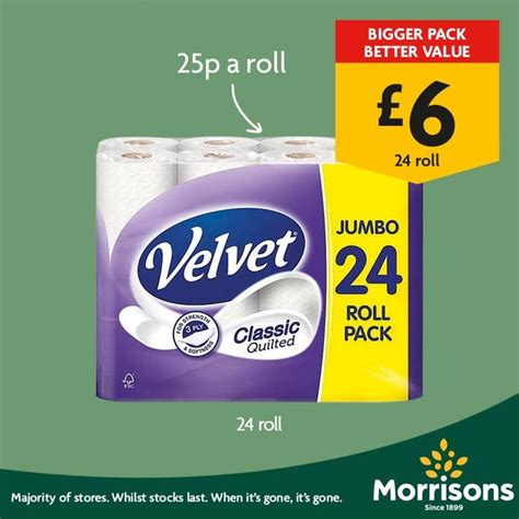 Velvet Classic Quilted 24 Toilet Rolls £6 At Morrisons