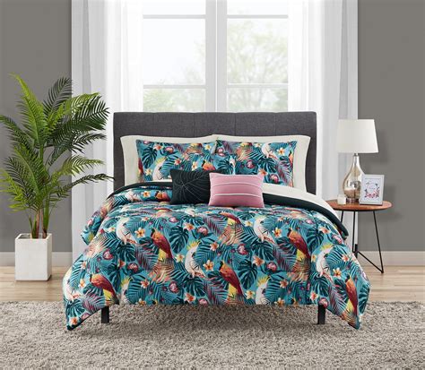 Mainstays Reversible Tropical Birds 10 Piece Bed In A Bag Bedding Set