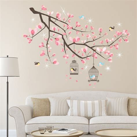 Walplus Pink Cherry Blossom Tree Wall Sticker Wall Art Nursery Decor Pink
