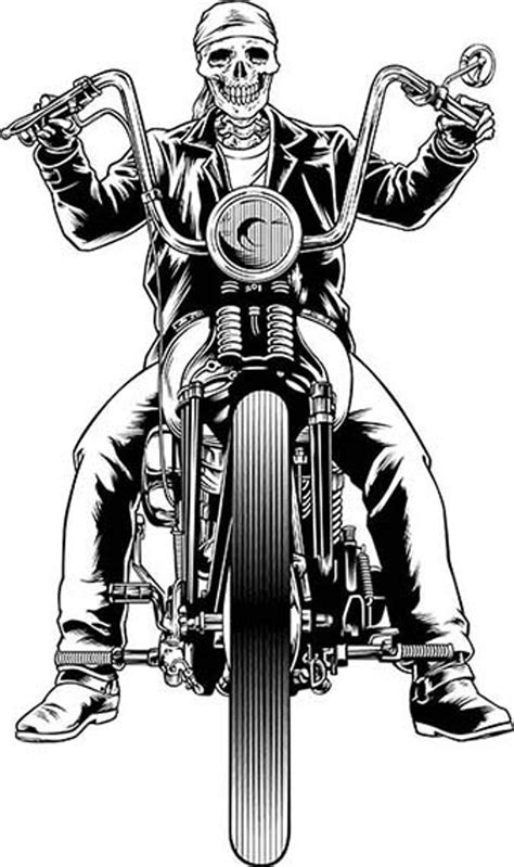 Biker Skull Skeleton Motorcycle Chopper Harley Davidson Etsy Israel