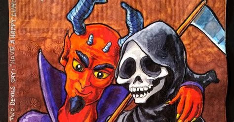 Daily Napkins Satan Grim Reaper And Two Devils