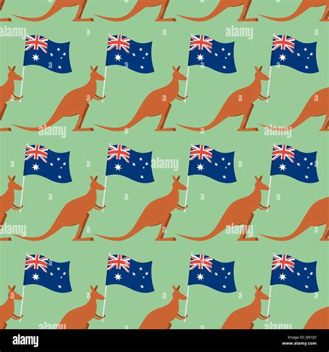 kangaroos and australian flag seamless pattern background for feast day australia texture of