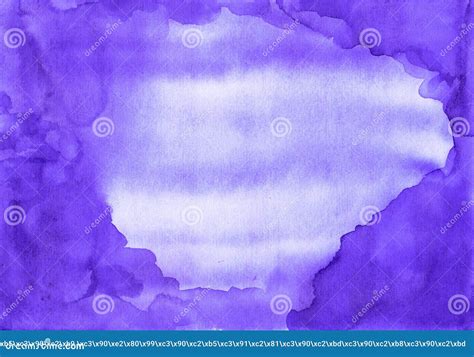 Purple Unusual Frame From Stains And Stains Of Watercolor Paint Stock
