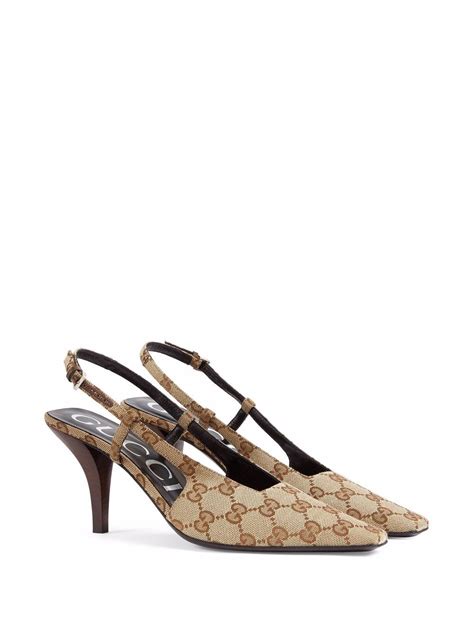 Gucci Aria Monogram Slingback Sandals In Beige Modesens