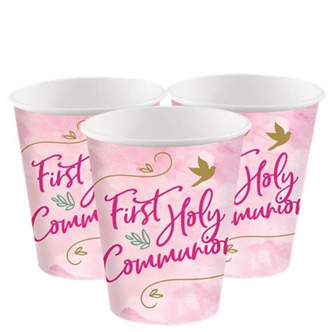 8 First Holy Communion Cups Pink Holy Communion Cups First Holy