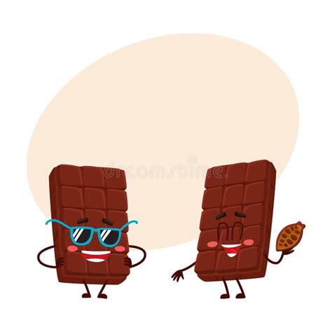 Dos Caracteres De La Barra De Chocolate En Gafas De Sol Y Sostener El