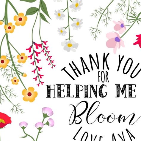 Thanks For Helping Me Bloom Editable T Tag Plant Etsy