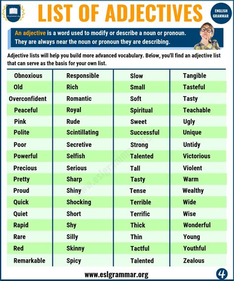 List Of Adjectives Useful Adjectives Examples From A To Z With