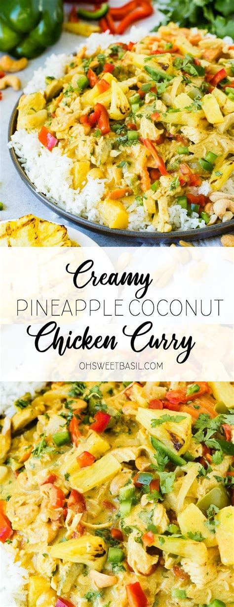 Add pineapple juice, lime juice, cilantro and lime peel and process until blended. Pineapple Coconut Chicken Curry | Recipe | Coconut curry ...