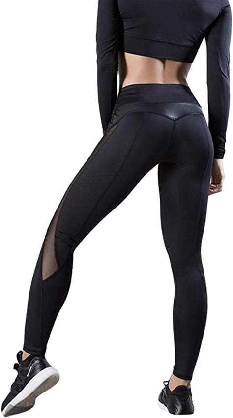 Orandesigne Legging Avec Mesh Femme Transparent Fitness D Contract Pantalon De Yoga Slim Fit