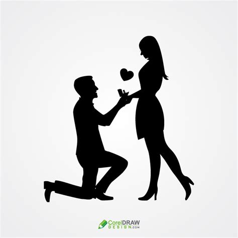 Download Couple Marriage Proposal Silhouette Coreldraw Design