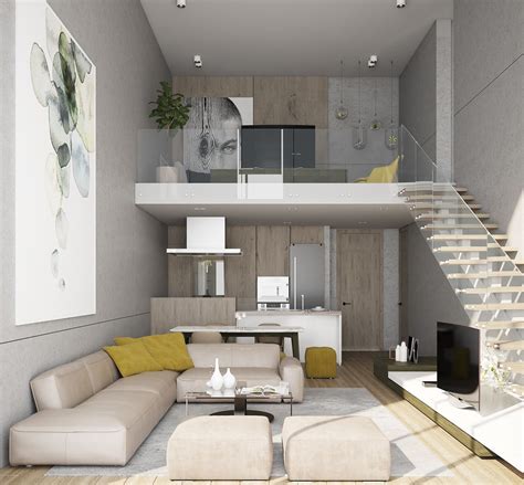 Loft Apartment Living Area On Behance Small Loft Apartments Loft Interior Design Loft House