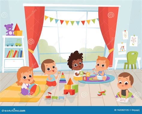 Kids Playing Indoors Clipart