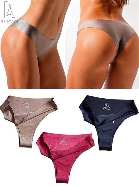 gustave women ice silk g string briefs panties seamless thongs underwear lingerie coffee s