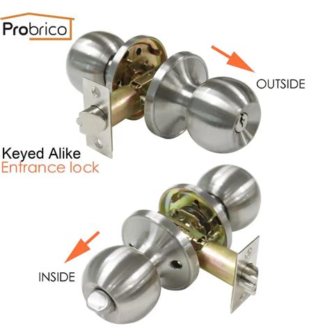 Hardware Doorknobs Probrico Brass Entrance Door Lock With Key Stainless