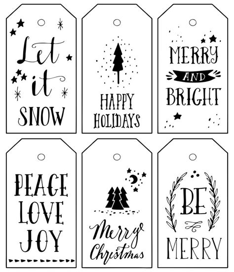 8 best printable christmas cards black and white christmas tags printable