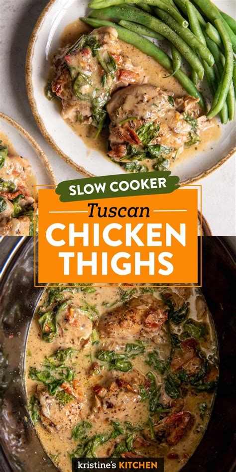 Tuscan Slow Cooker Chicken Thighs Chicken Thighs Slow Cooker Recipes