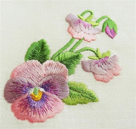 Machine Embroidery Design Pansies Etsy Flower Machine Embroidery