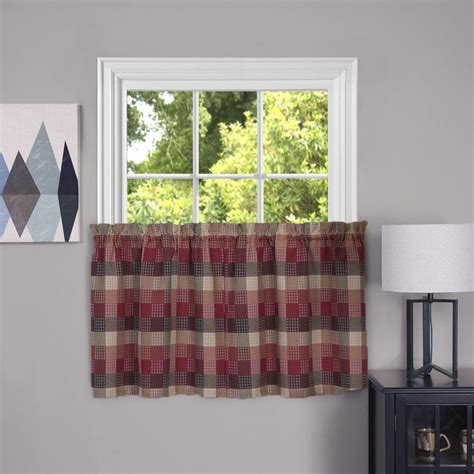 Powersellerusa Farmhouse Curtains Rod Pocket Plaid Tier Pair And Valance