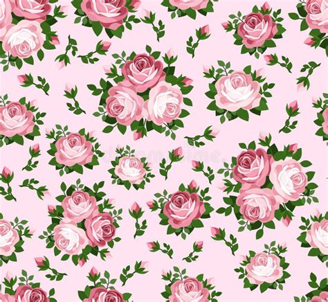 Pink Roses Rosebuds Leaves Stock Illustrations 144 Pink Roses