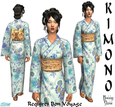 The Sims Resource Pale Blue Patterned Kimono