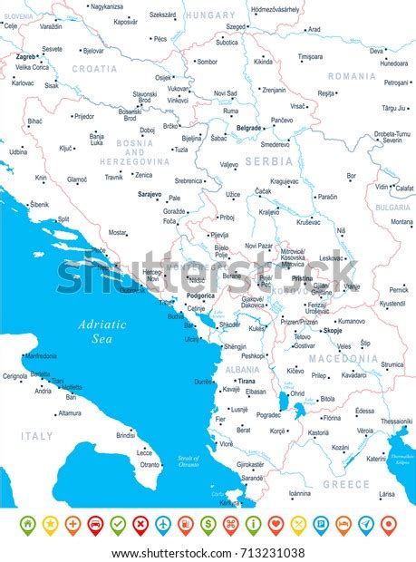Central Balkan Map Detailed Vector Illustration Stock Vector Royalty Free Shutterstock