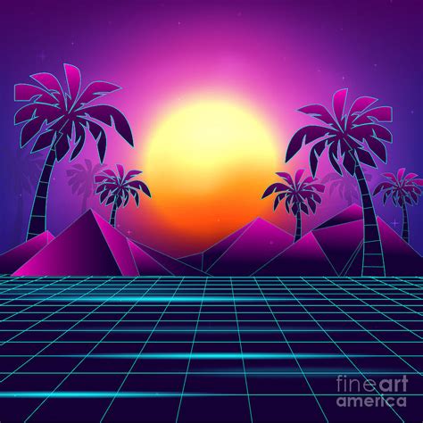 Tranquil Sunset Vaporwave Digital Art By Ez Manuel Pixels