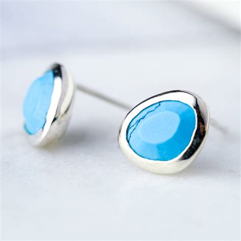 Turquoise Pebble Stud Earrings By Sugar Mango Notonthehighstreet Com
