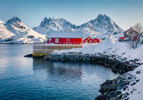 Landscape Photography Snowy Winter View Of Small Fishing Village