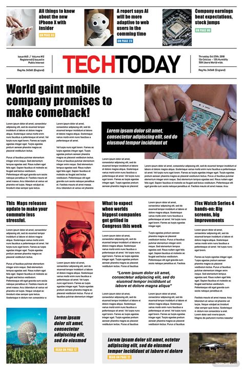 technology newspaper template in psd word publisher pages download