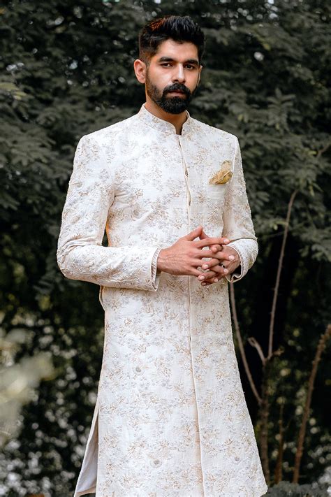 Buy White Embroidered Sherwani Set For Men By Anushree Reddy Online At