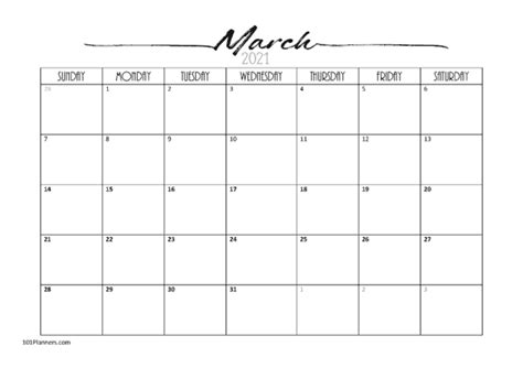 Free Printable March 2021 Calendar Customize Online