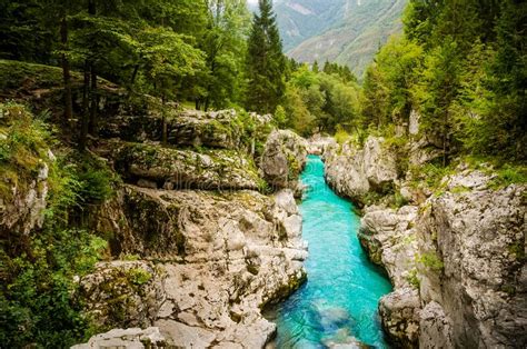 Amazing Blue River In Between A Rocky Landscape With Beautiful Nature