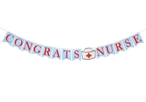 Congrats Nurse Banner Blue And Red Felt With Nurse Hats 45 X 70 999