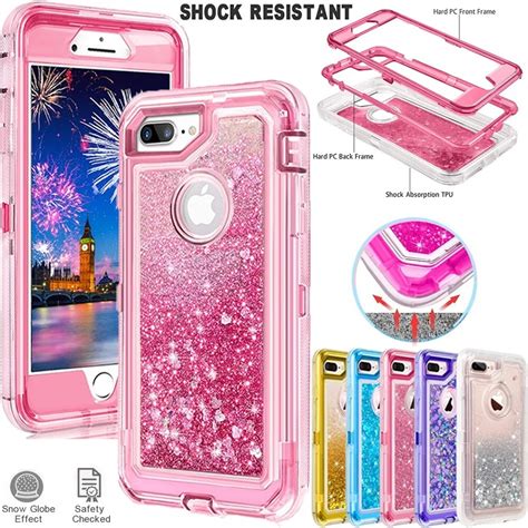 Bling Glitter Quicksand 3 Layers Case For Iphone 6 S 6s 7 8 Plus Clear