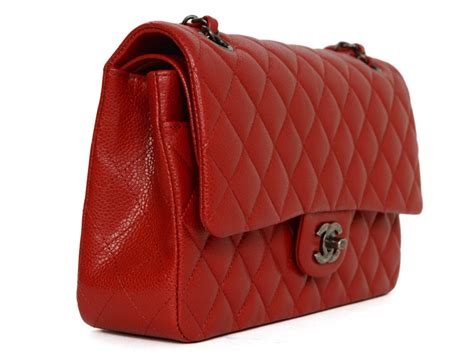 Chanel Red Caviar Medium Classic Double Flap Bag Shw At 1stdibs