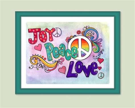 8x10 Print Of Peace Sign Watercolor Painting Prints Peace Love