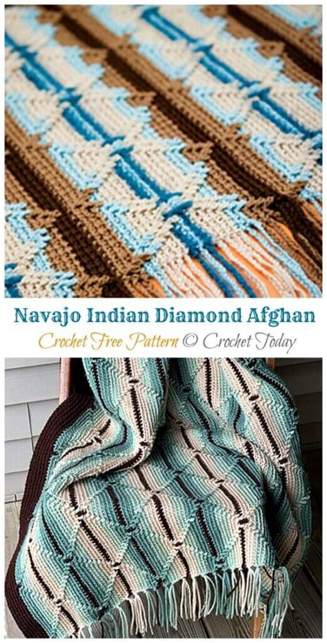 Navajo Indian Diamond Afghan Crochet Ck Crafts