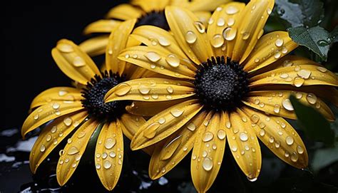 Free Ai Image A Vibrant Yellow Daisy Reflects In A Dewdrop On A Leaf Generated By Artificial