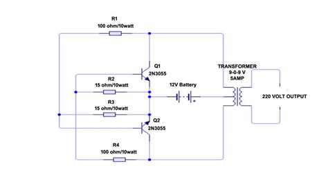 Very Easy Inverter Circuit Diagram 12 V To 220 V