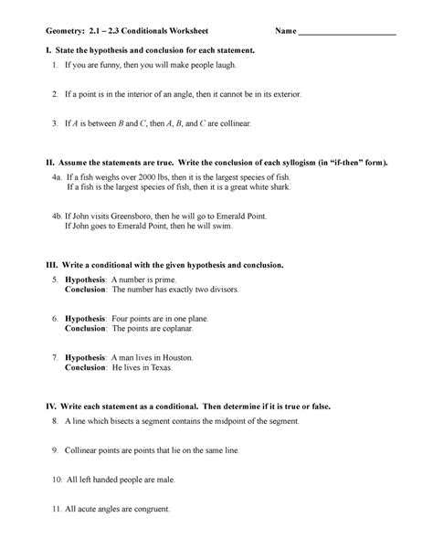 Writing Conditional Statements In If Then Form Worksheet Printable