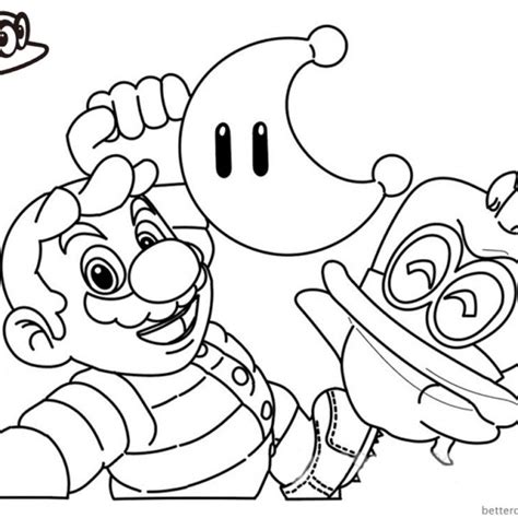 Mario Odyssey Cappy Kleurplaat Bettercoloring Printables Sketch Coloring Page