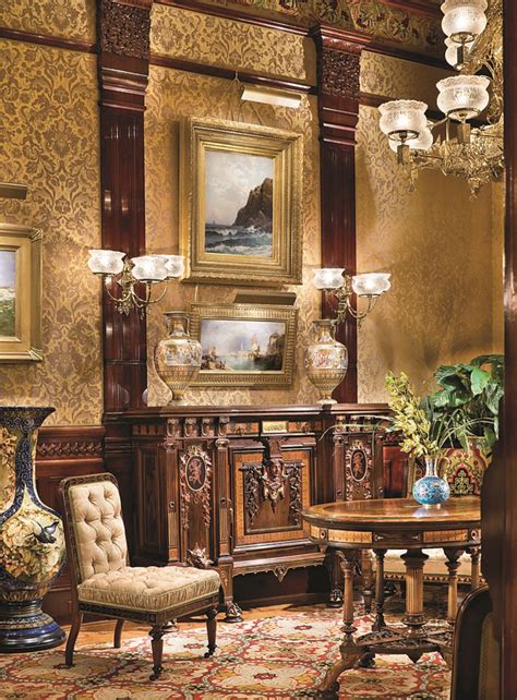 An Ornately Decorated Living Room With Antique Furniture